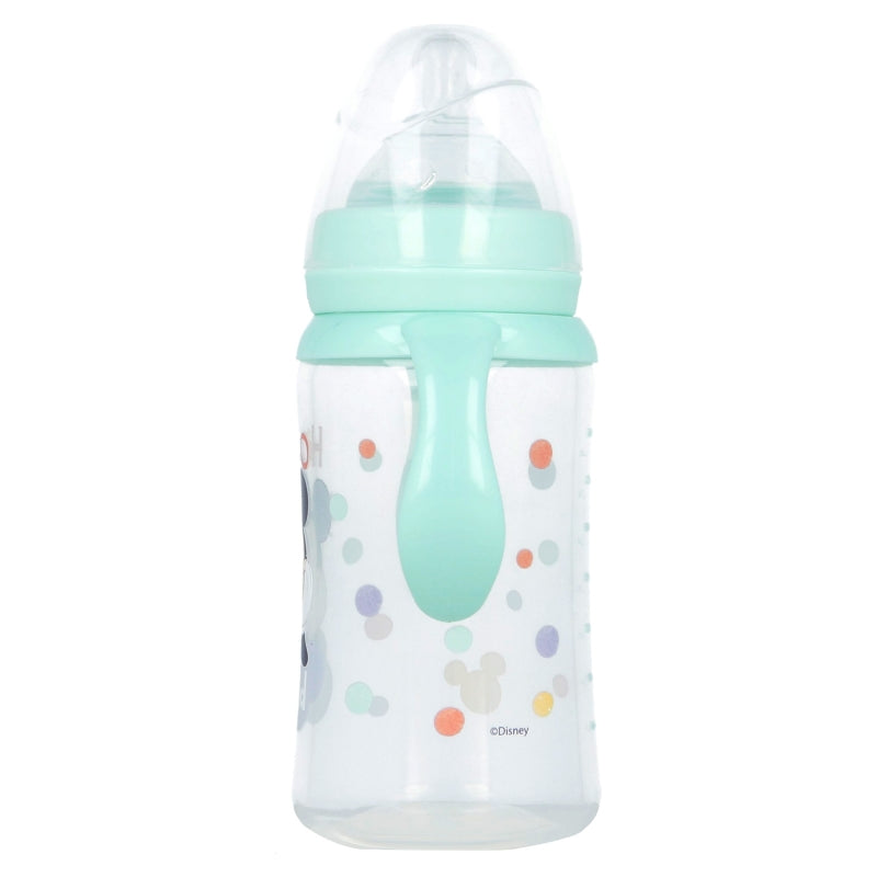 Stor - Baby Bottle 360ml Wide Neck with Handles | Silicone Teat 3 Positions | COOL LIKE MICKEY