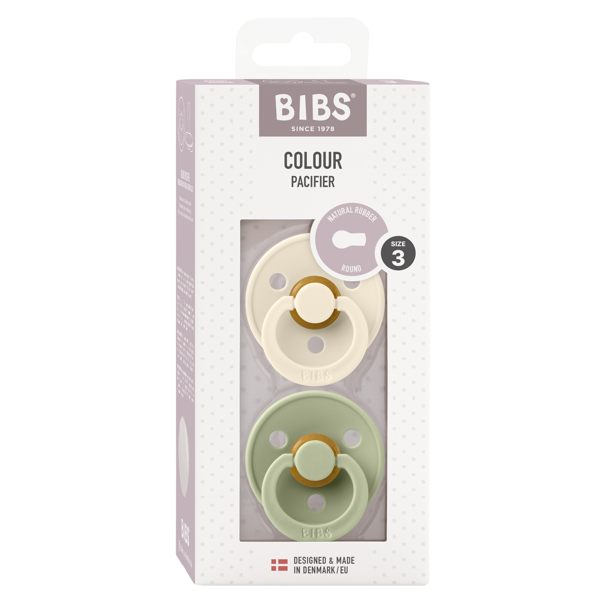 BIBS - Natural Latex Pacifier | Size 3 | 2 Pack | Ivory - Sage BIBS - Natural Latex Pacifier | Size 3 | 2 Pack | Ivory - Sage