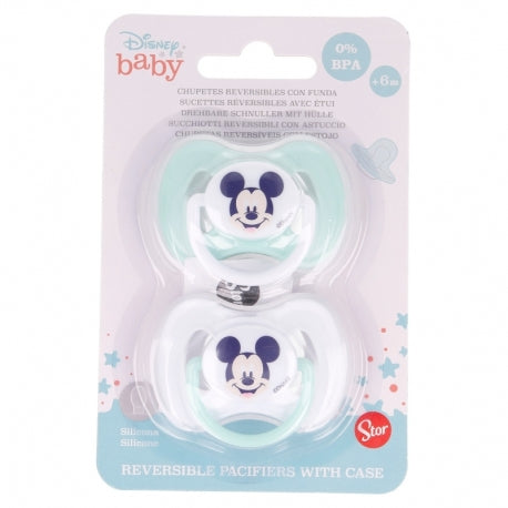 Stor - Two Symmetrical Silicone Pacifiers with Cover |6m+| COOL LIKE MICKEY