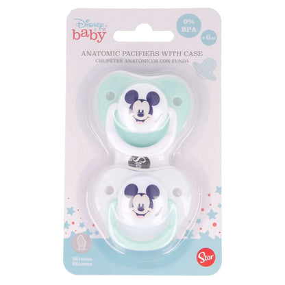 Stor - Two Orthodontic Silicone Pacifiers with Cover | 6m+ | COOL LIKE MICKEY