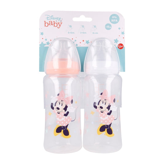 Stor - Baby Bottle 2pc Set 360ml Wide Neck | Silicone Teat 3 Positions | MINNIE INDIGO DREAMS