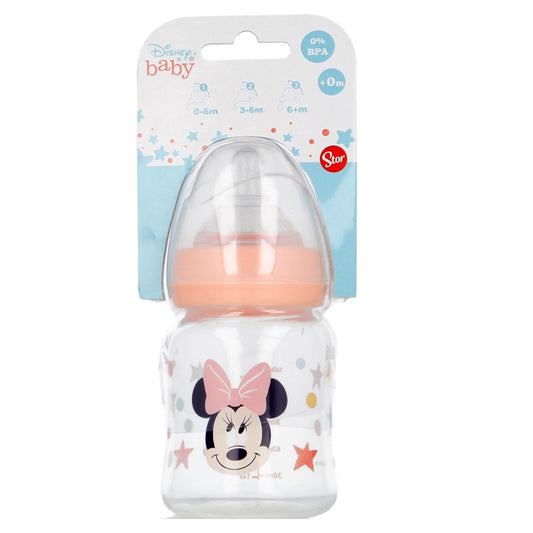 Stor - Baby Bottle 150ml Wide Neck | Silicone Teat 3 Positions | MINNIE INDIGO DREAMS