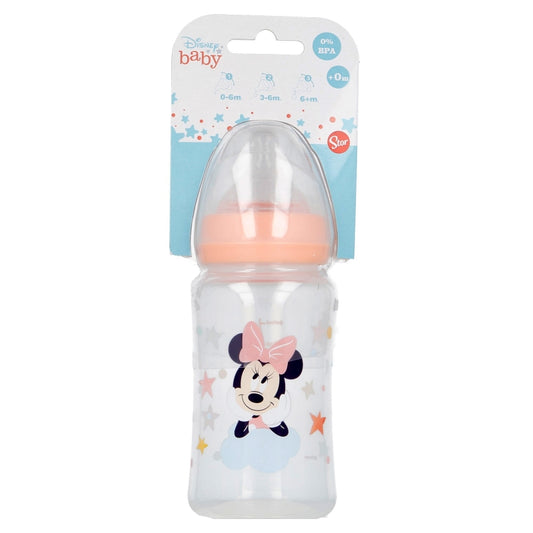 Stor - Baby Bottle 240ml Wide Neck | Silicone Teat 3 Positions | MINNIE INDIGO DREAMS