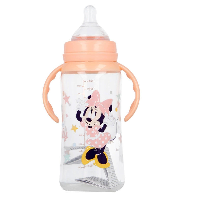 Stor - Baby Bottle 360ml Wide Neck with Handles | Silicone Teat 3 Positions | MINNIE INDIGO DREAMS