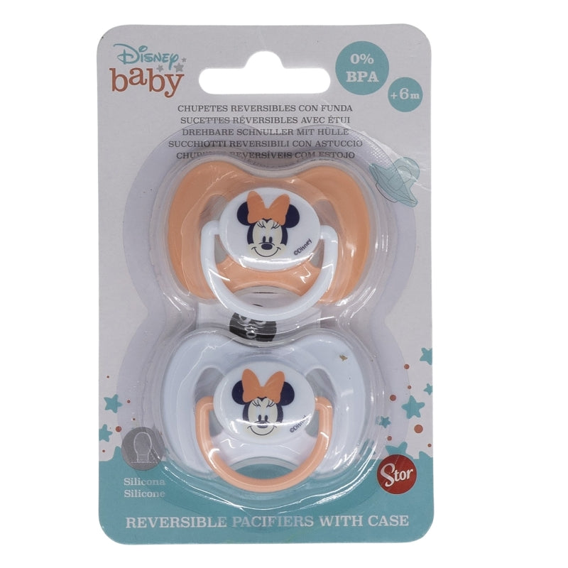 Stor - Two Symmetrical Silicone Pacifiers with Cover |6m+| MINNIE INDIGO DREAMS