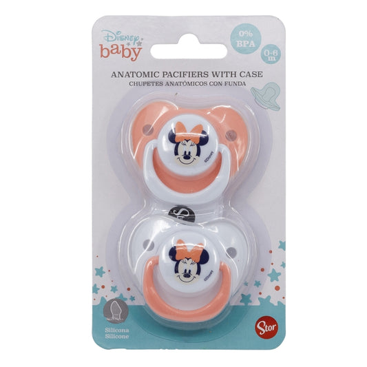 Stor - Two Orthodontic Silicone Pacifiers with Cover |0-6m| MINNIE INDIGO DREAMS