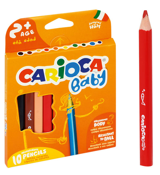 Carioca Baby - Triangular color pencils Set of 10 |. Easy Grip