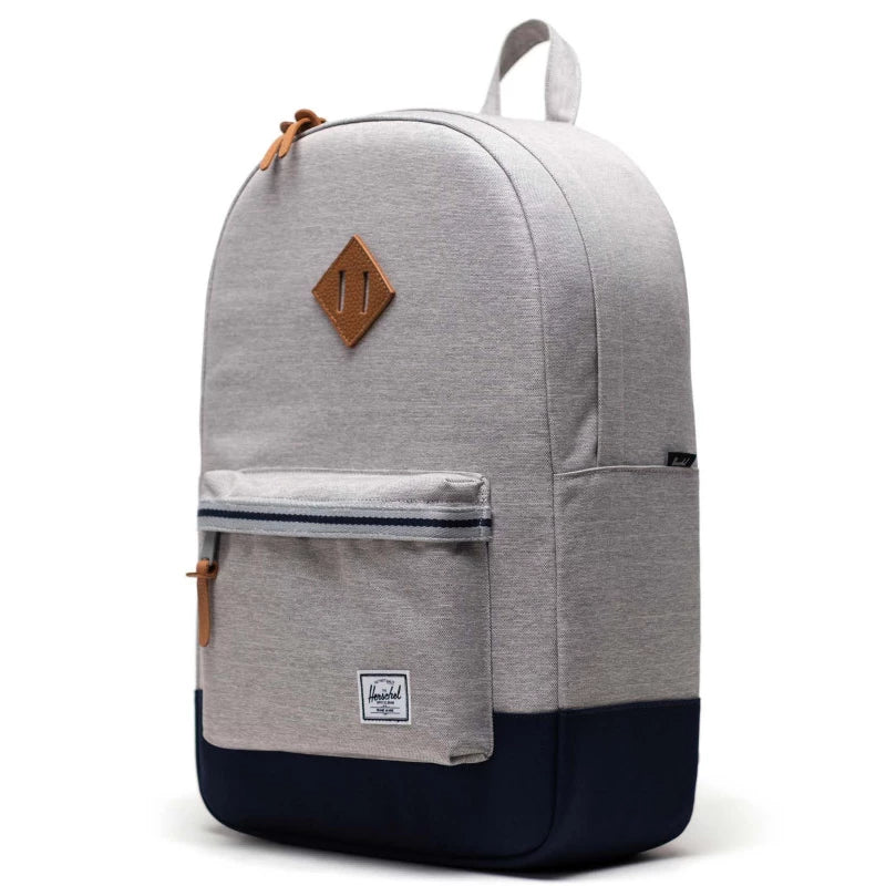 Herschel Heritage Backpack Light Grey Crosshatch/Peacoat, side view