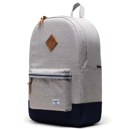 Herschel Heritage Backpack Light Grey Crosshatch/Peacoat, side view