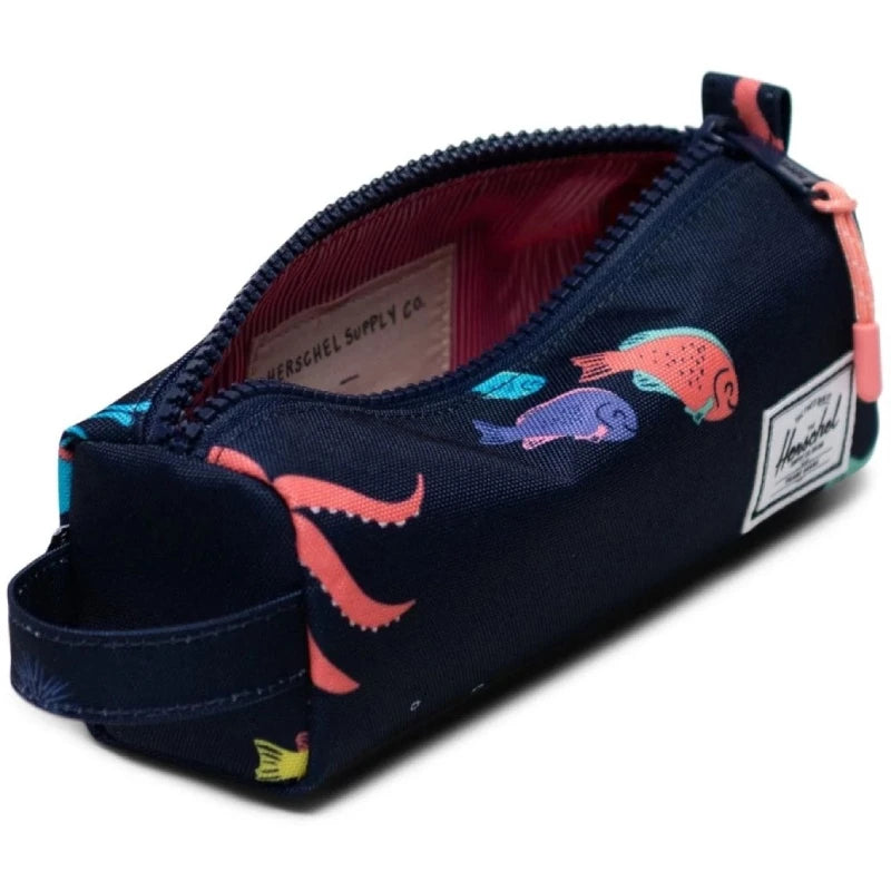 Herschel Settlement Pencil Case in Into The Sea print, angled view