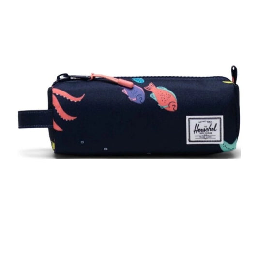 Herschel Settlement Pencil Case in Into The Sea print, front view on white background