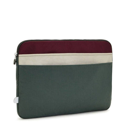 Kipling Laptop Sleeve 15-inch Grey Green Block - side view
