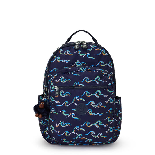 Kipling Seoul Large backpack Fun Ocean Print - front view