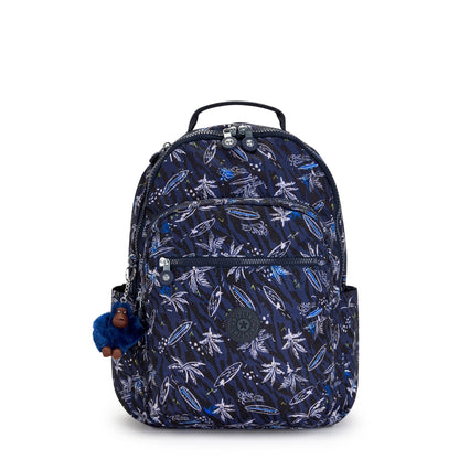 Kipling SEOUL Large Backpack Surf Sea Print - front view
