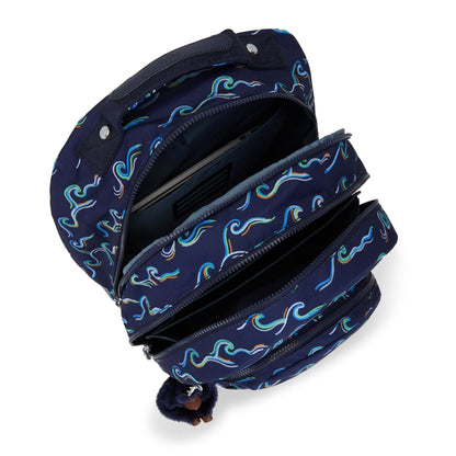 Kipling Class Room Backpack Fun Ocean Print - back view