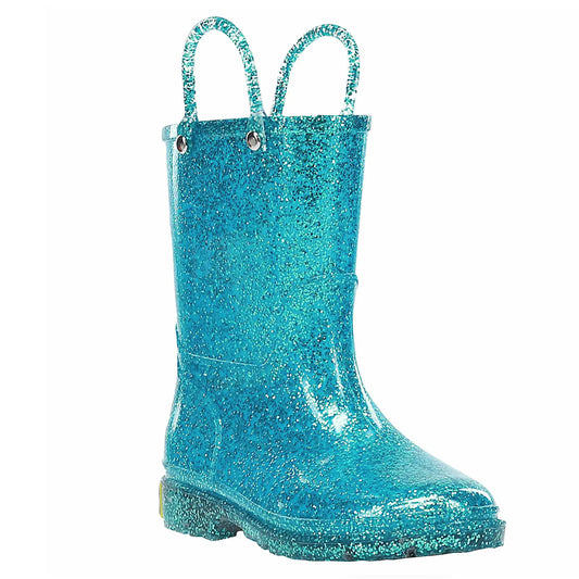 Western Chief Kids Glitter Turquoise Rain Boots