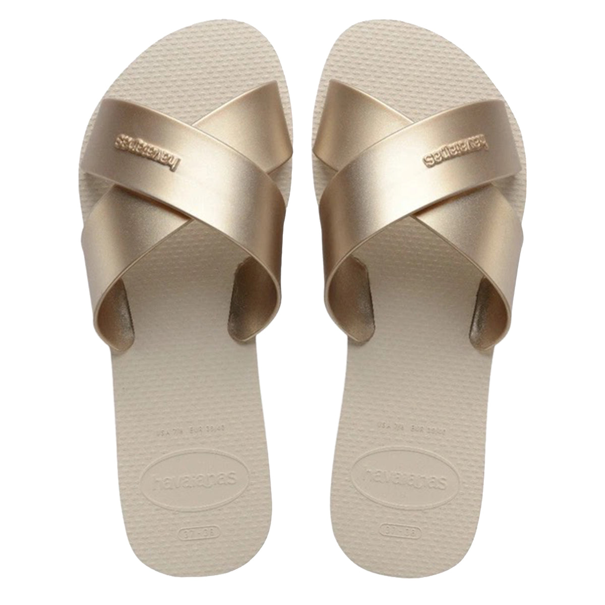 Havaianas - Slim Glitter Aqua Flip Flops | Metal Beige Havaianas - Slim Glitter Aqua Flip Flops | Metal Beige