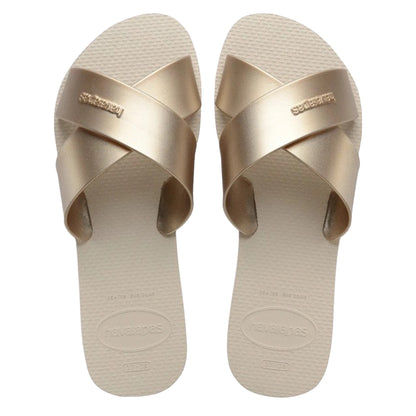 Havaianas - Slim Glitter Aqua Flip Flops | Metal Beige