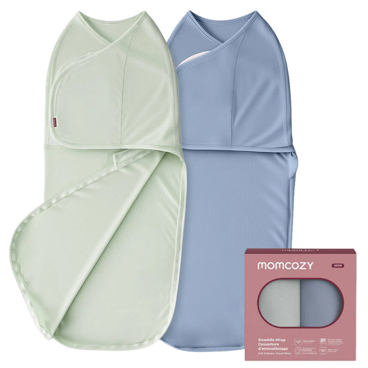 Momcozy - Swaddle Wraps | 0-3M, 2-Pack, Blue & Green