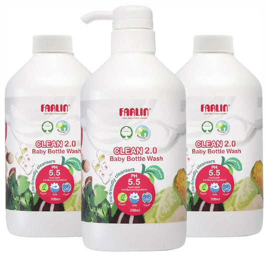 Farlin - Natural Baby Bottle Wash Set 2+ 1 | 700ml | Liquid