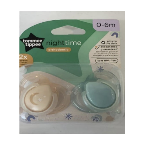 Tommee Tippee Night Time Soother | Glow in the Dark | 2 Soothers Blue 0 - 6 Months