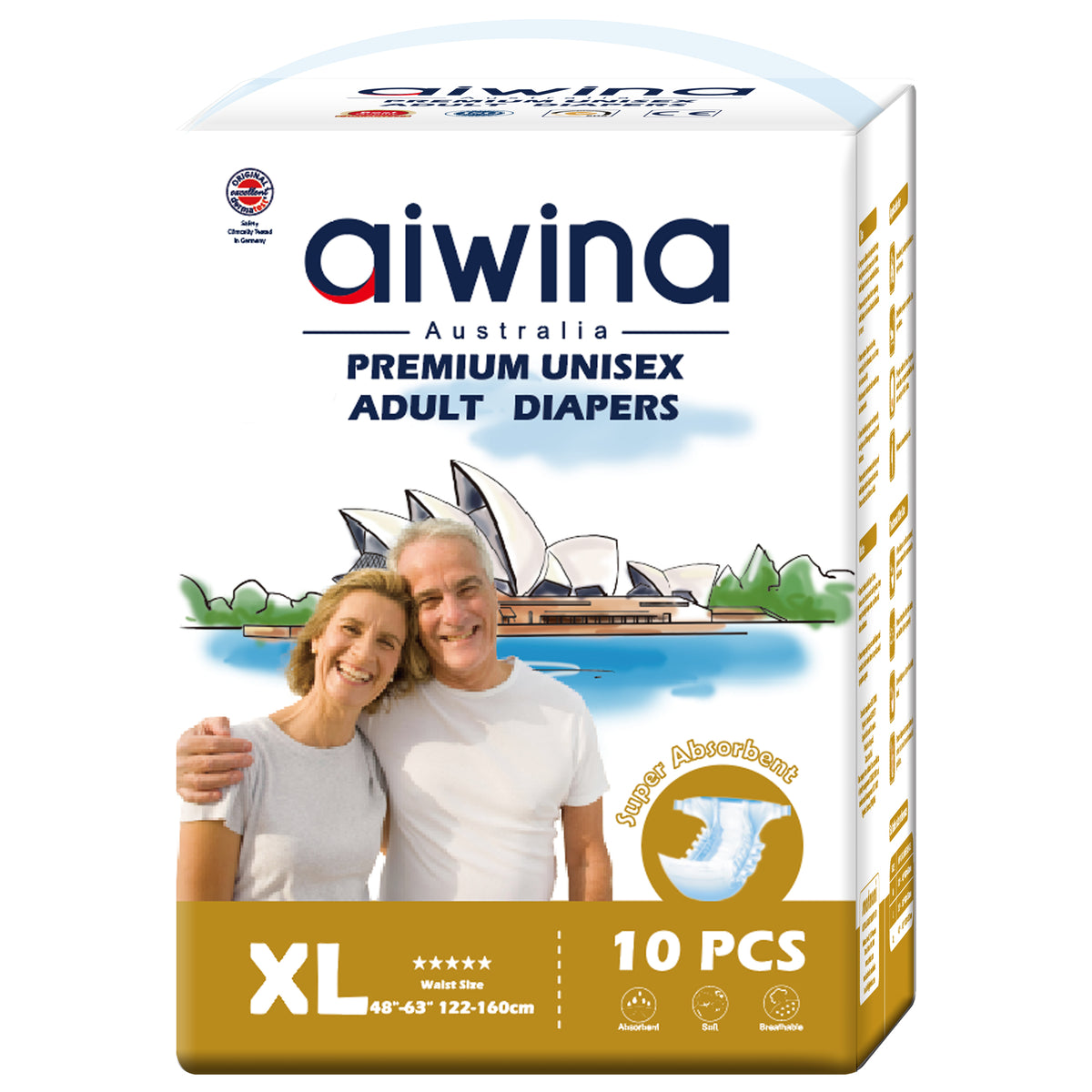 Aiwina Premium Unisex Adult Diapers XL | 10 Count Aiwina Premium Unisex Adult Diapers XL | 10 Count