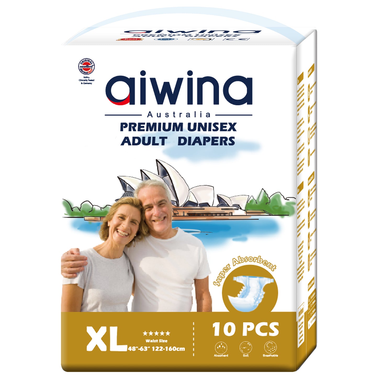Aiwina Premium Unisex Adult Diapers XL | 10 Count