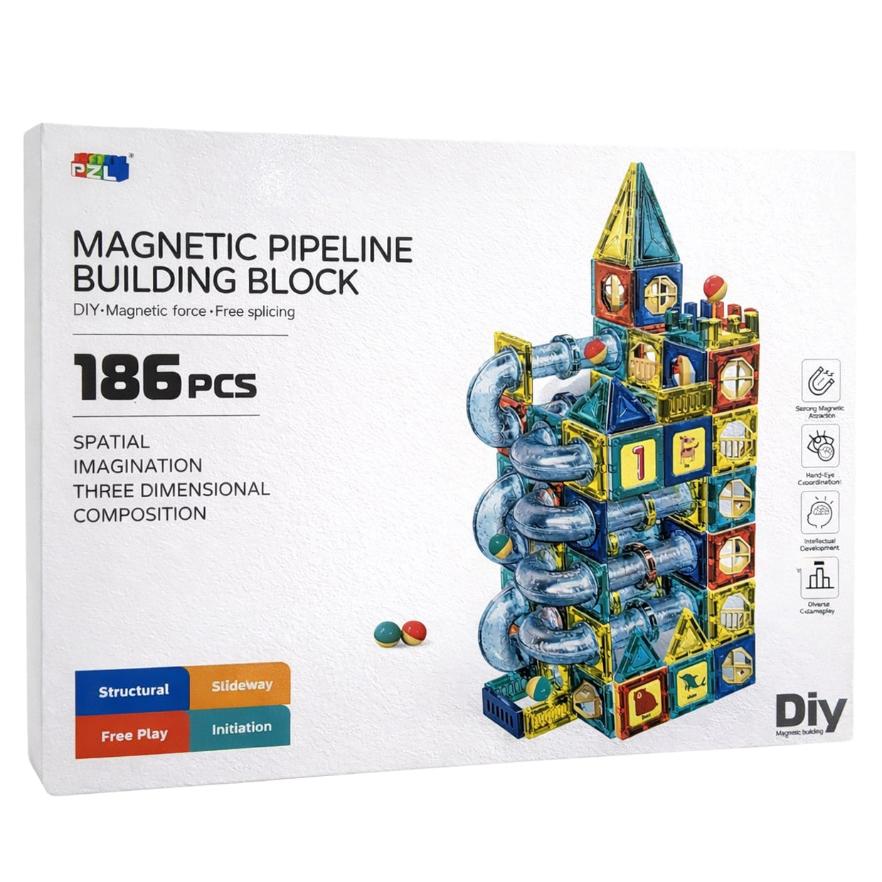 PLZ - Marble Run Magnetic Tiles | 186pcs