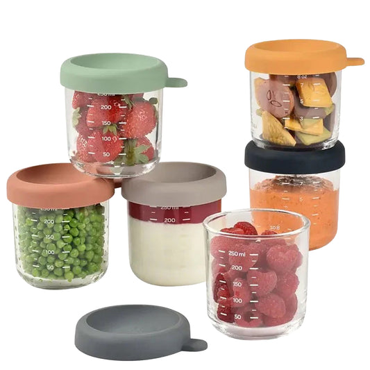BEABA - Glass Portion Jars | 250ml | Set of 6