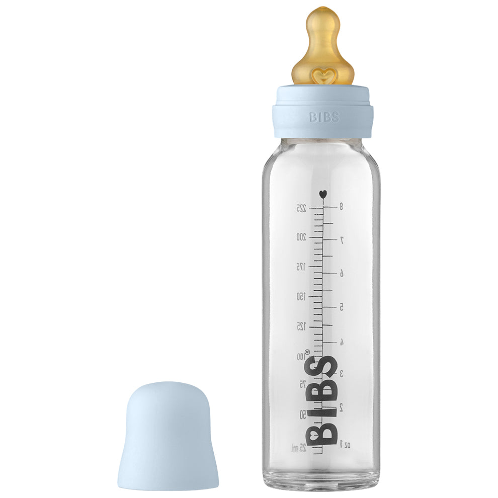 BIBS - Baby Glass Anti-Colic Bottle | 225ml | Baby Blue BIBS - Baby Glass Anti-Colic Bottle | 225ml | Baby Blue