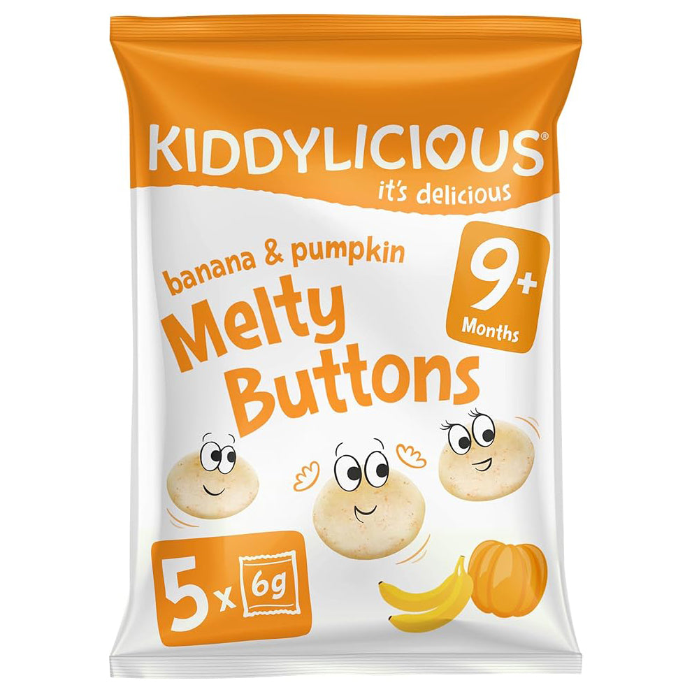 Kiddylicious - Banana & Pumpkin Melty Buttons - Multipack | 5 Pack Kiddylicious - Banana & Pumpkin Melty Buttons - Multipack | 5 Pack