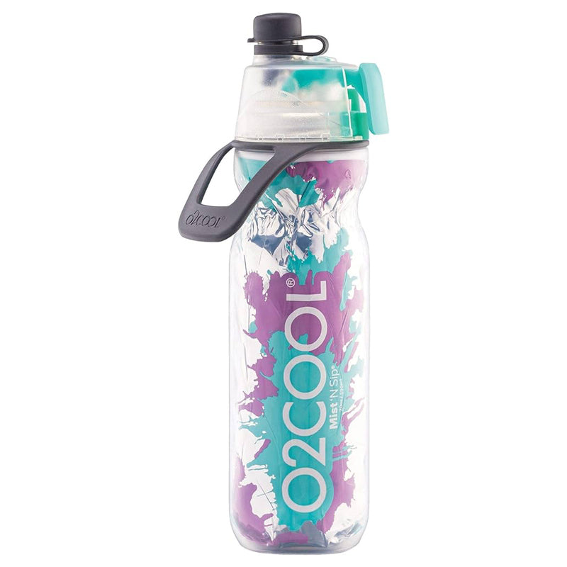 O2COOL - Mist N' Sip Insulated Bottle - 591ml - Teal Purple Splash O2COOL - Mist N' Sip Insulated Bottle - 591ml - Teal Purple Splash