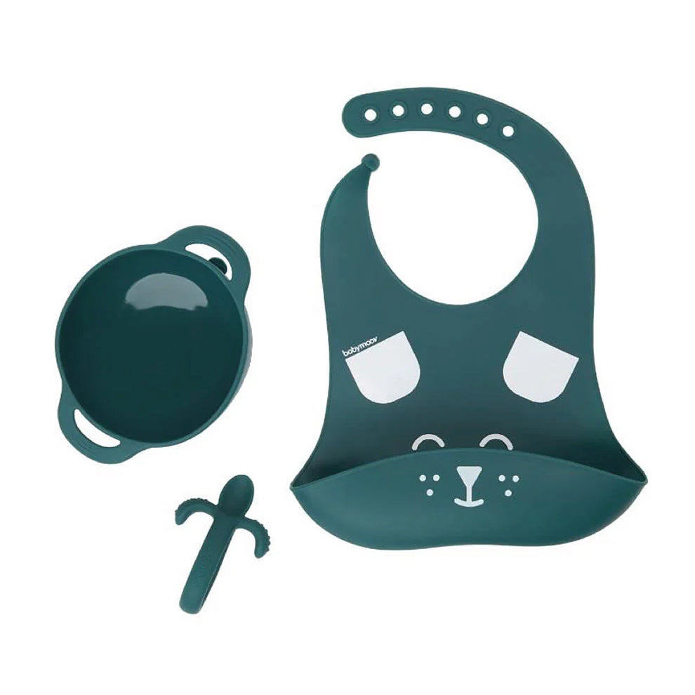 Babymoov - FIRST'ISY Kit | Silicone Bowl, Spoon & Bib | Dog | 3pcs Babymoov - FIRST'ISY Kit | Silicone Bowl, Spoon & Bib | Dog | 3pcs