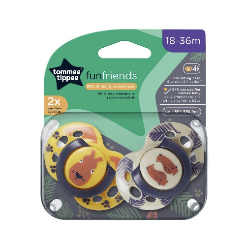 Tommee Tippee Fun Friends Yellow | 2 Soothers 18 - 36 Months