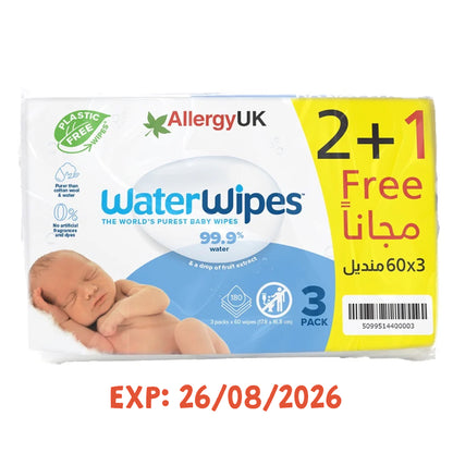 WaterWipes | Baby Wipes Offer | 2+1 Free | Expiry Date 26/08/2026