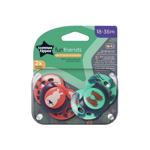 Tommee Tippee Fun Friends Red | 2 Soothers 18 - 36 Months
