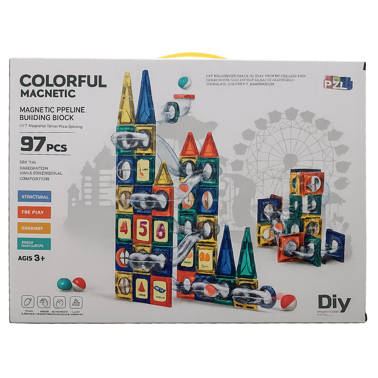 PLZ - بلاطات مغناطيسية لمسار للكرات | ٩٧ قطعة