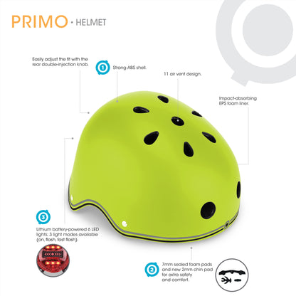 Globber - Helmet Primo Lights XS | 5 Years+ | Green