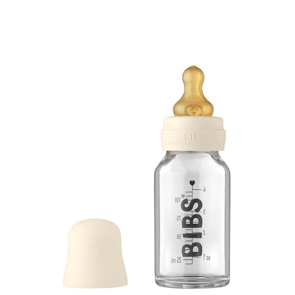 BIBS - Baby Glass Anti-Colic Bottle | 110ml | Ivory BIBS - Baby Glass Anti-Colic Bottle | 110ml | Ivory