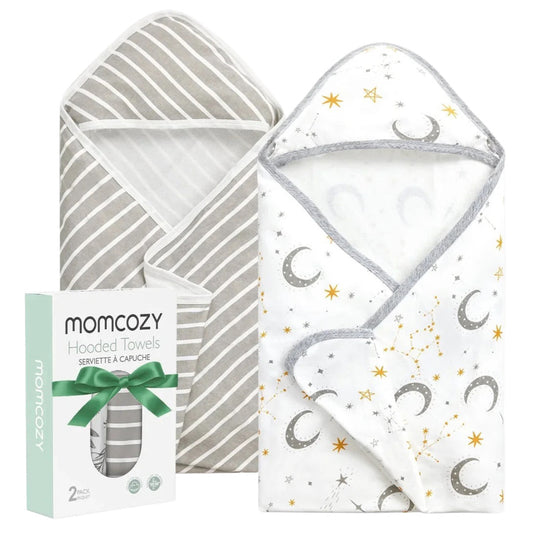 Momcozy - Baby Hooded Bath Towel | 2-Pack, Black