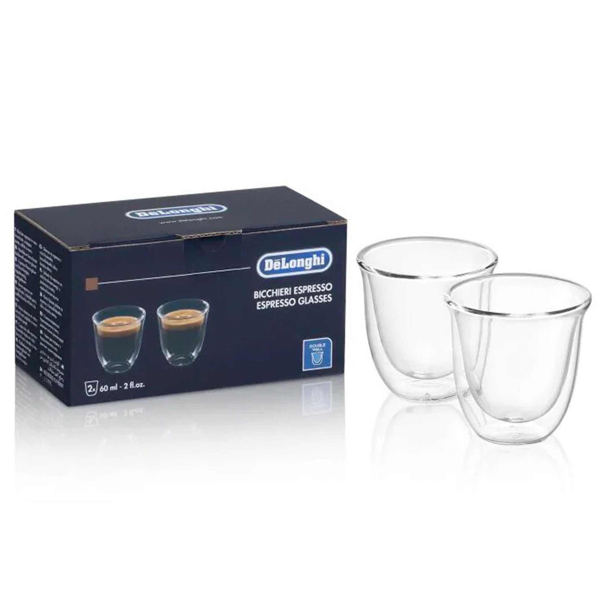 De'Longhi - Double Wall Espresso Glasses 90 ml | Set of 2 De'Longhi - Double Wall Espresso Glasses 90 ml | Set of 2