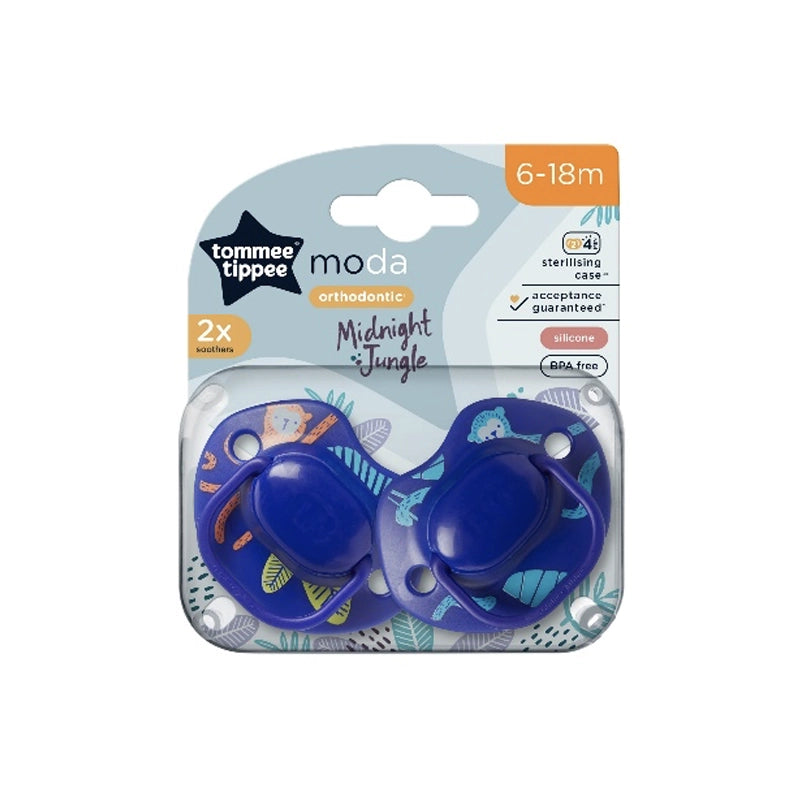 Tommee Tippee Moda Soother Midnight Jungle Blue | 2 Soothers 6 - 18 Months