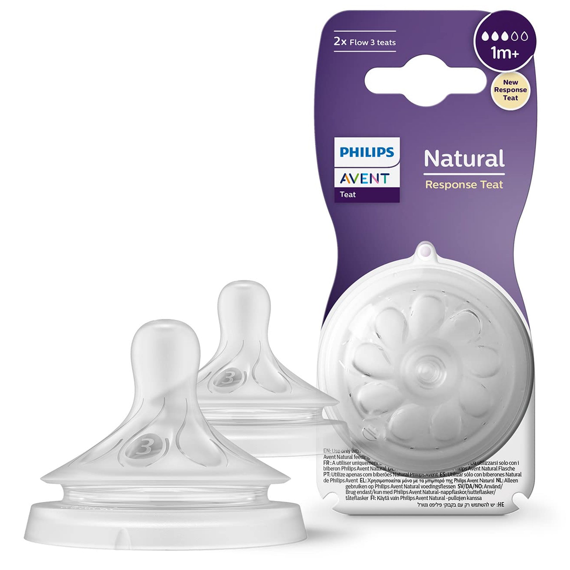 Philips Avent - Natural Response Nipple | 1m+ | Flow 3 | 2 Pack Philips Avent - Natural Response Nipple | 1m+ | Flow 3 | 2 Pack