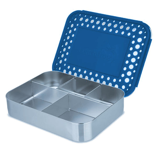 LunchBots - Large Cinco Bento Box | 5 Compartments | Blue