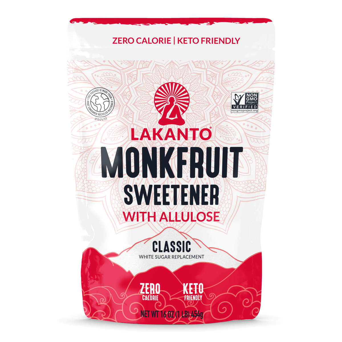 Lakanto Classic Monk Fruit Sweetener with Allulose 454g bag front