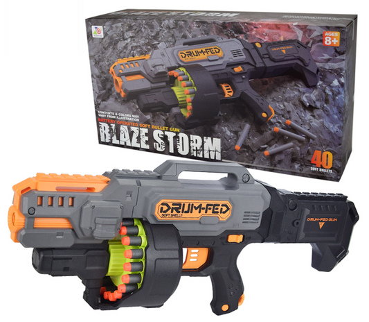 Blaze Storm - Battery-Operated Soft Bullet Gun With 40pcs Soft Bullets | 7.4V Li-Ion Battery USB | 6Y+