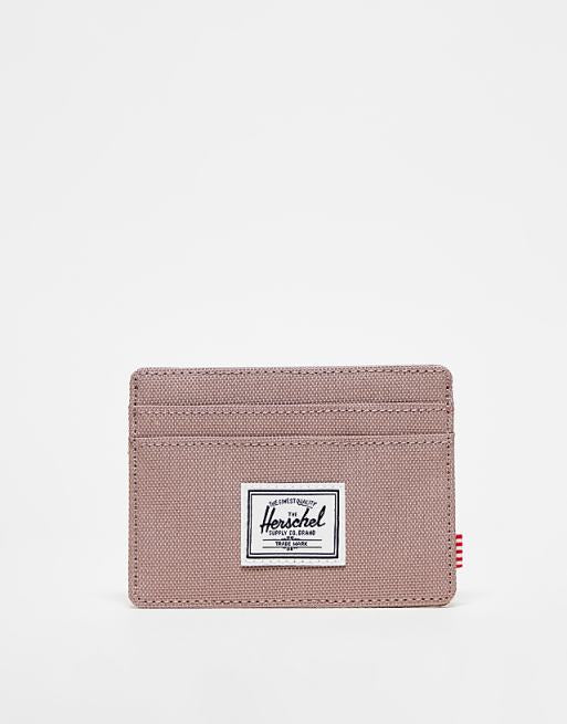 Herschel Charlie Cardholder in Ash Rose, white background product shot