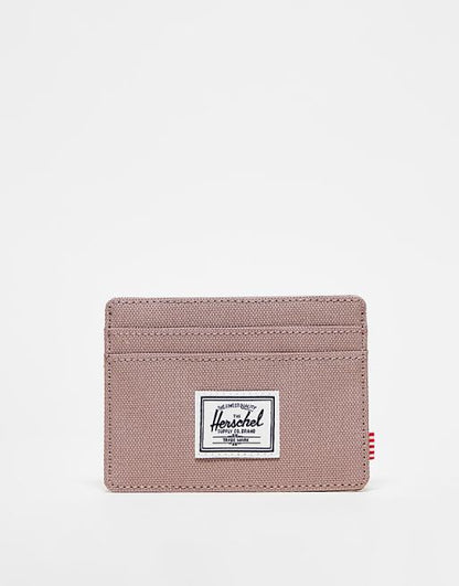 Herschel Charlie Cardholder in Ash Rose, white background product shot