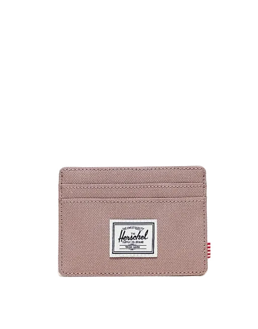 Herschel Charlie Cardholder in Ash Rose, white background product shot