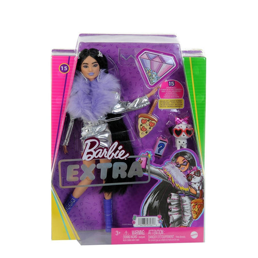 Barbie - Extra Doll  Purple Doll Articulated Clothing Metalic